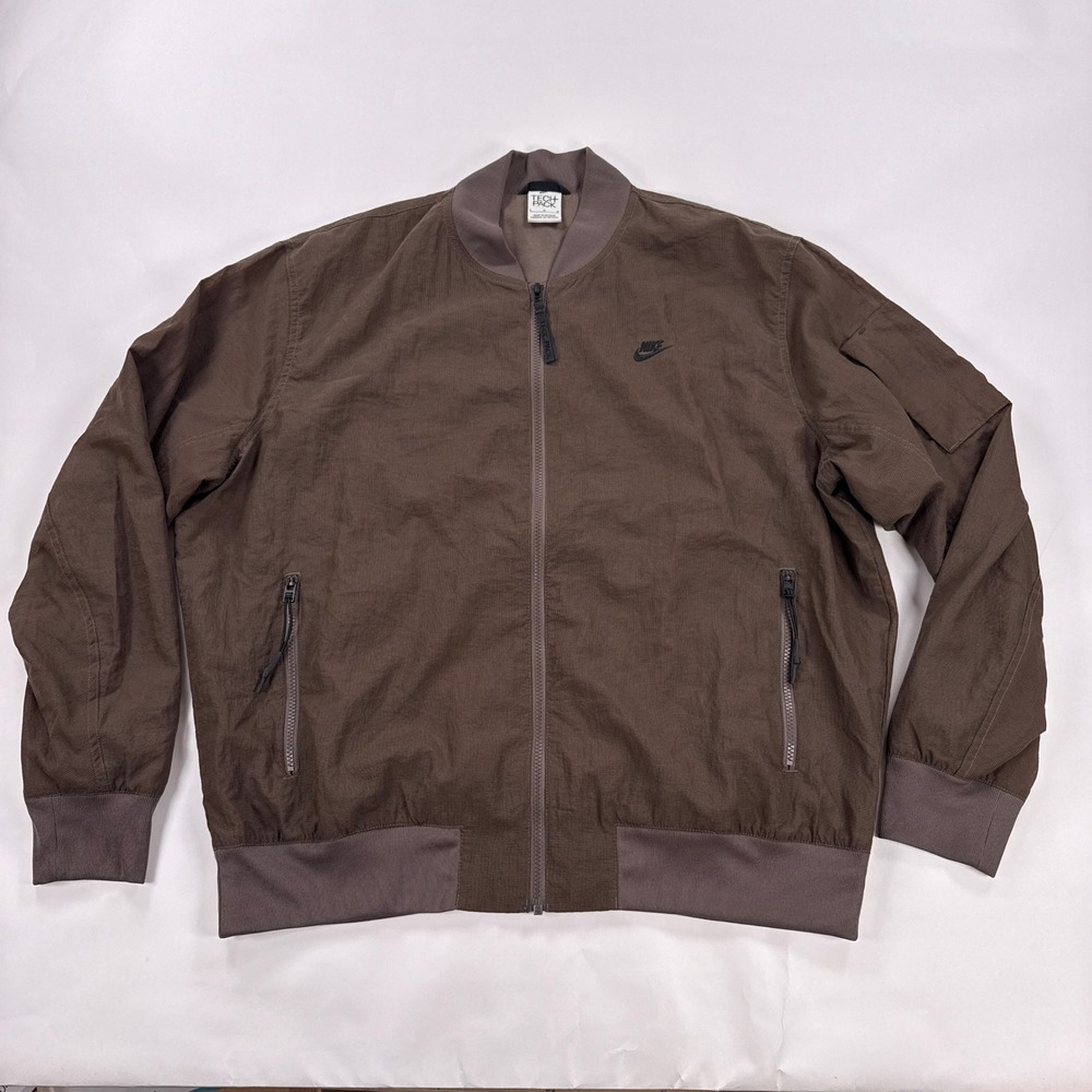 Nike Tech Pack Bomber Mens Jacket L Brown Ripstop Grid Utility Flight DM6940-004